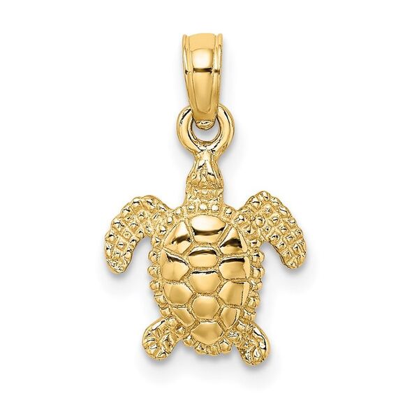 14k Yellow Gold 3-D Mini Sea Turtle Charm